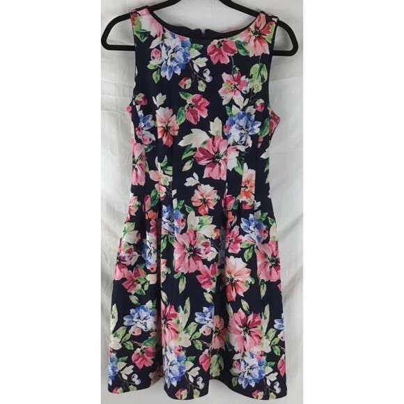 Vince Camuto Dress 4 Blue Floral Fit Flare Women - Picture 1 of 7